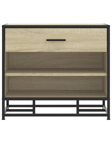 Panca Portaoggetti Rovere Sonoma Legno Multistrato e Metallo