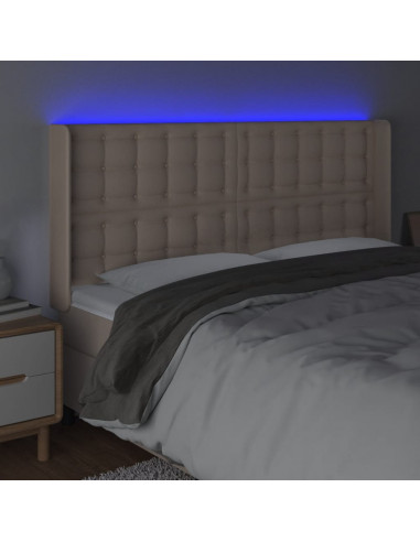 Testiera a LED Cappuccino 203x16x118/128 cm in Similpelle