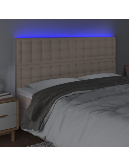 Testiera a LED Cappuccino 200x5x118/128 cm in Similpelle