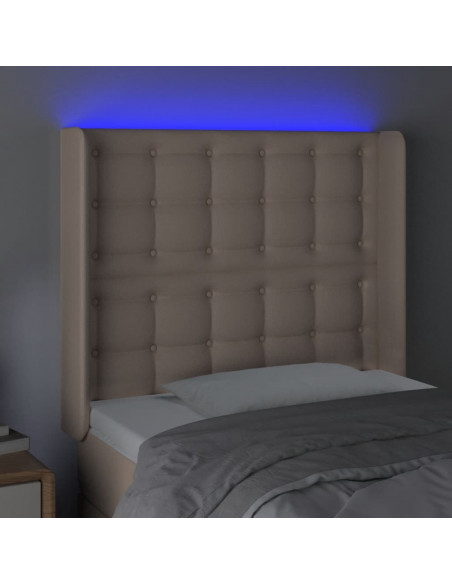 Testiera a LED Cappuccino 103x23x118/128 cm in Similpelle