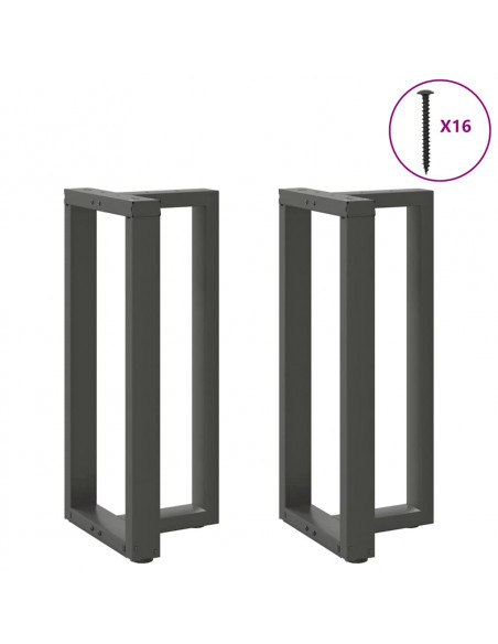Gambe Tavolo Bar Forma T 2 pz Antracite 40x35x(91-92)cm Acciaio