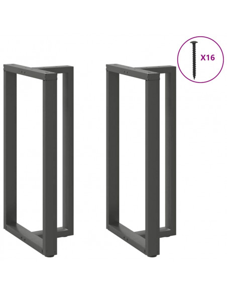 Gambe per tavolo da bar a forma di T 2 pz Antracite 60x35x(110-111) cm Acciaio