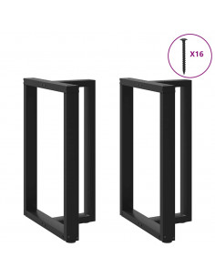 Gambe Tavolo Bar a Forma T 2 pz Nero 60x35x(91-92) cm Acciaio