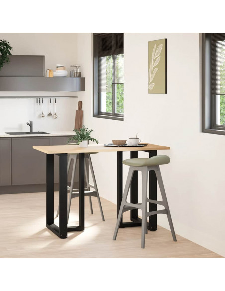 Gambe Tavolo Bar a Forma T 2 pz Nero 60x35x(91-92) cm Acciaio