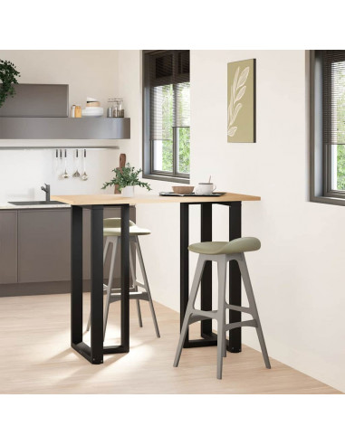 Gambe Tavolo Bar a Forma T 2 pz Nero 60x35x(111-112) cm Acciaio