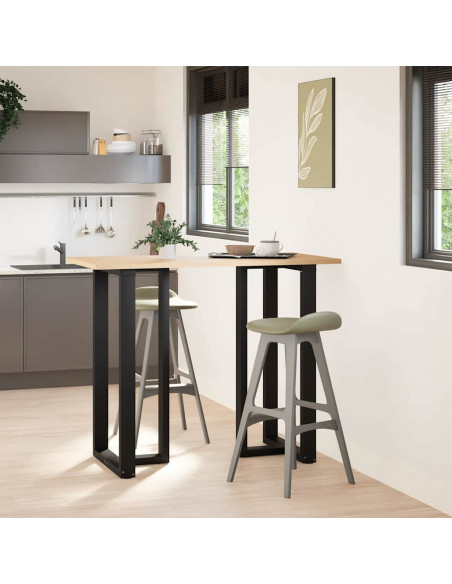 Gambe Tavolo Bar a Forma T 2 pz Nero 60x35x(111-112) cm Acciaio