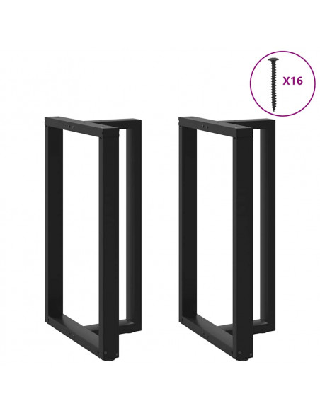 Gambe Tavolo Bar a Forma T 2 pz Nero 60x35x(101-102) cm Acciaio