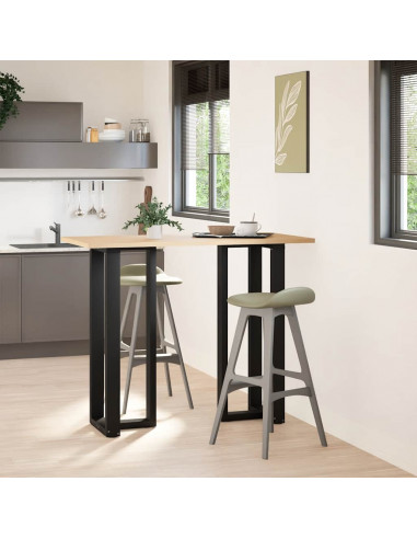 Gambe Tavolo Bar a Forma T 2 pz Nero 50x35x(111-112) cm Acciaio