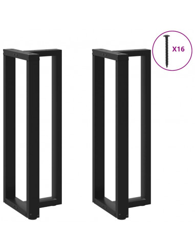 Gambe Tavolo Bar a Forma T 2 pz Nero 50x35x(111-112) cm Acciaio