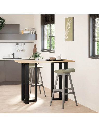 Gambe Tavolo Bar a Forma T 2 pz Nero 50x35x(101-102) cm Acciaio