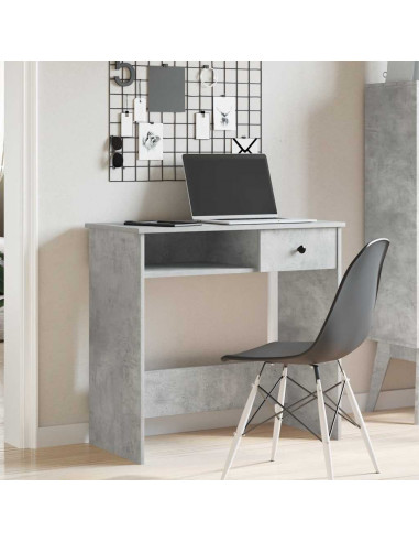 Scrivania Grigio Cemento 80x40x75 cm in Legno Multistrato