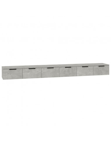 Mobili a Muro 2 pz Grigio Cemento 102x30x20cm Legno Multistrato