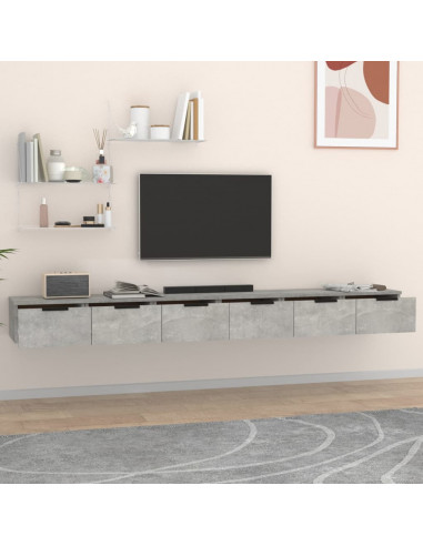 Mobili a Muro 2 pz Grigio Cemento 102x30x20cm Legno Multistrato