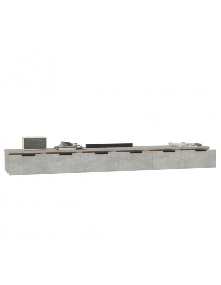 Mobili a Muro 2 pz Grigio Cemento 102x30x20cm Legno Multistrato