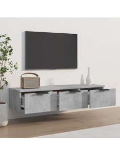 Armadietto a Muro Grigio Cemento 102x30x20 cm Legno Multistrato 2