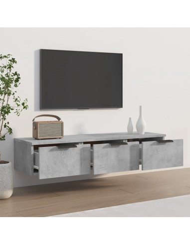 Armadietto a Muro Grigio Cemento 102x30x20 cm Legno Multistrato