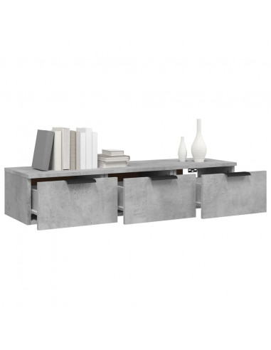 Armadietto a Muro Grigio Cemento 102x30x20 cm Legno Multistrato