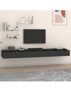 Mobili a Parete 2 pz Nero 102x30x20 cm in Legno Multistrato 2