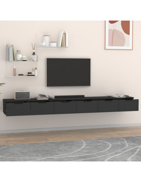 Mobili a Parete 2 pz Nero 102x30x20 cm in Legno Multistrato
