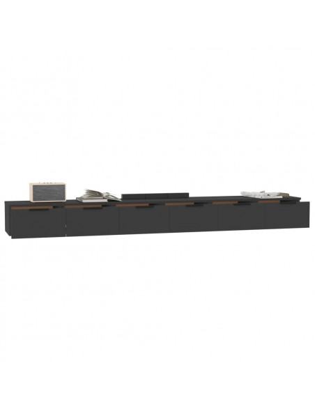 Mobili a Parete 2 pz Nero 102x30x20 cm in Legno Multistrato