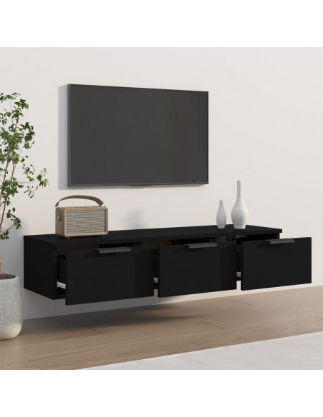 Armadietto a Muro Nero 102x30x20 cm in Legno Multistrato