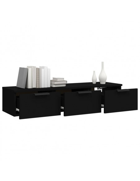 Armadietto a Muro Nero 102x30x20 cm in Legno Multistrato