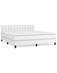 Giroletto a Molle con Materasso Bianco 160x200 cm in Similpelle