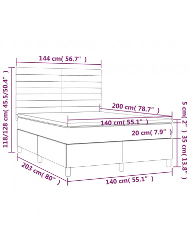 Giroletto a Molle con Materasso Blu 140x200 cm in Tessuto