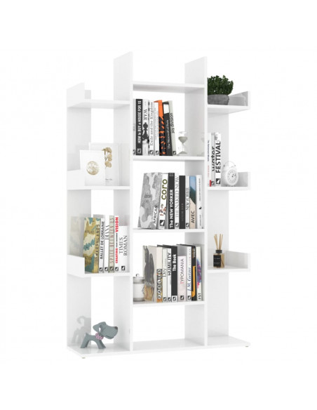 Libreria Bianco Lucido 86x25,5x140 cm in Truciolato
