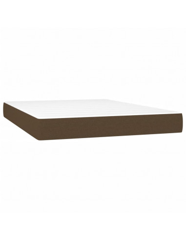 Letto a Molle Materasso e LED Marrone Scuro 140x200 cm Tessuto