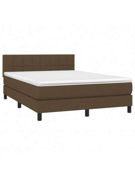 Giroletto a Molle con Materasso Marrone Scuro 140x200cm Tessuto