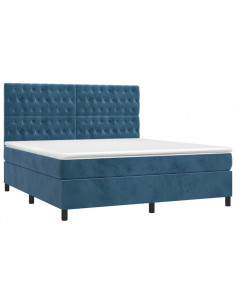 Letto a Molle con Materasso e LED Blu Scuro 180x200 cm 2