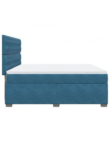 Giroletto a Molle con Materasso Blu 180x200 cm in Velluto