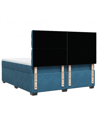 Giroletto a Molle con Materasso Blu 180x200 cm in Velluto