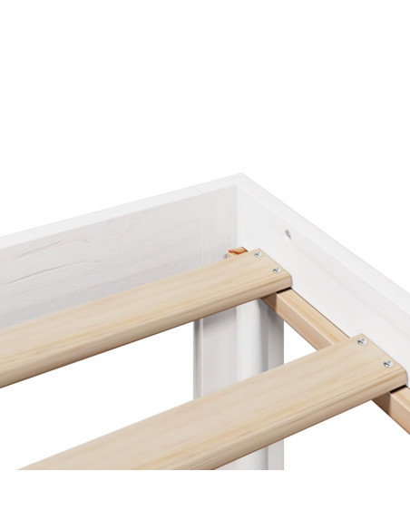 Giroletto con Testiera Bianco 90x190 cm Legno Massello di Pino