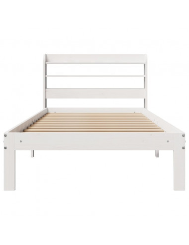 Giroletto con Testiera Bianco 90x190 cm Legno Massello di Pino