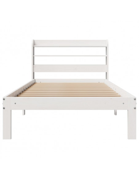 Giroletto con Testiera Bianco 90x190 cm Legno Massello di Pino