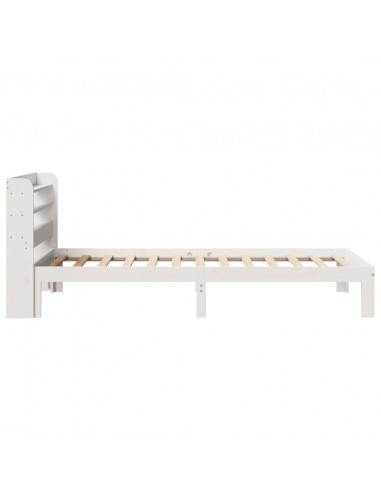 Giroletto con Testiera Bianco 90x190 cm Legno Massello di Pino