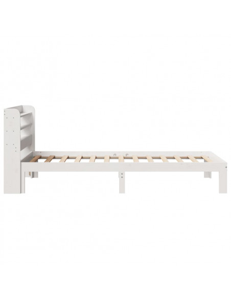 Giroletto con Testiera Bianco 90x190 cm Legno Massello di Pino