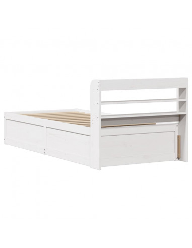 Giroletto con Testiera Bianco 90x190 cm Legno Massello di Pino