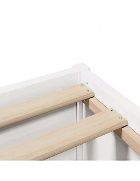 Giroletto con Testiera Bianco 90x190 cm Legno Massello di Pino