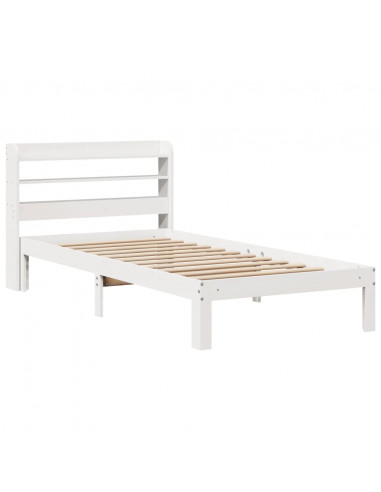 Giroletto con Testiera Bianco 90x200 cm Legno Massello di Pino