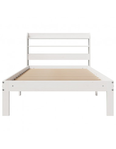 Giroletto con Testiera Bianco 90x200 cm Legno Massello di Pino