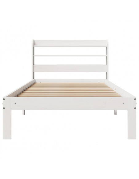 Giroletto con Testiera Bianco 90x200 cm Legno Massello di Pino
