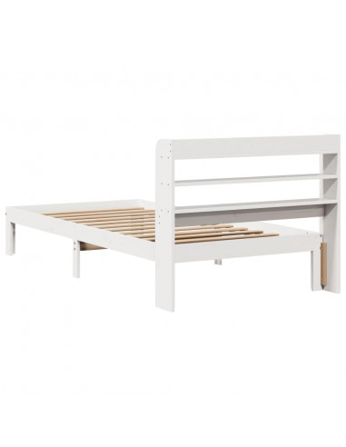 Giroletto con Testiera Bianco 90x200 cm Legno Massello di Pino