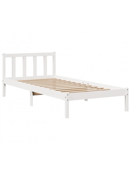Letto senza Materasso Bianco 90x190 cm in Legno Massello Pino