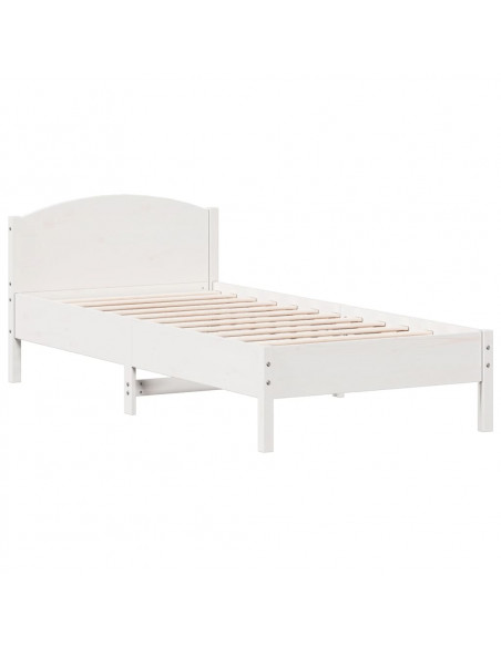 Letto senza Materasso Bianco 90x190 cm in Legno Massello Pino
