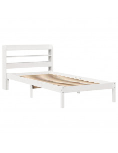 Letto senza Materasso Bianco 90x190 cm in Legno Massello Pino 2