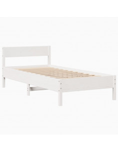 Letto senza Materasso Bianco 90x190 cm in Legno Massello Pino