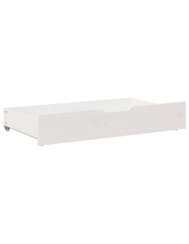 Cassettoni da Letto 2 pz Bianchi 90x55x16cm Legno Massello Pino